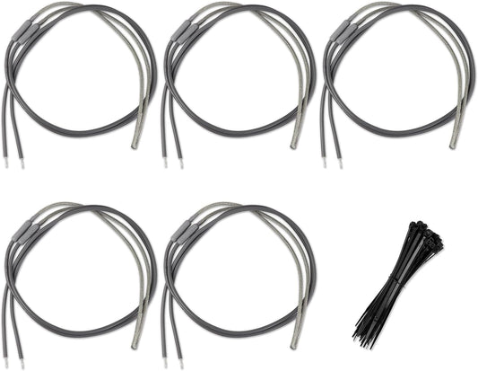 5-Pack SH201 Drain and Door Heater for Samsung and Most supco Refrigerators - Defrost Heater 7/16 Diameter 115V 15W 25 Inch Long Heater Wire - Refrigerator Drain Heater Tip with 50 Pcs Zip Ties