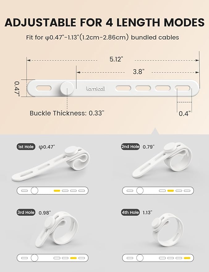 10Pack Silicone Cable Ties Cord Organizer - Image 5