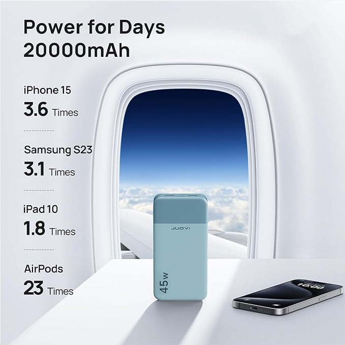 JUOVI J2621 Power Bank Portable Charger, 20000mAh 45W PD3.0 QC 4.0 Fast - Image 5