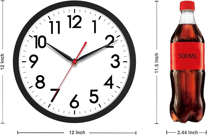 AKCISOT 12 Inch Wall Clock Silent Non-Ticking Modern Wall Clocks Battery - Image 2
