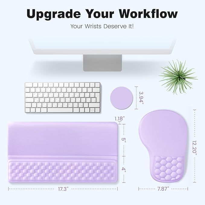 Ospelelf Ergonomic Mouse Pad and Keyboard Stand Wrist Rest Set, Memory Foam - Image 6