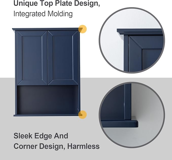 Navy Blue Bathroom Cabinet Wall Mounted - Image 7