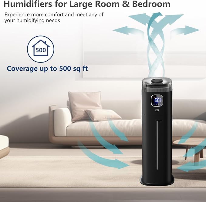 KZF Large Humidifier for Bedroom, 9L/2.5Gallon Ultrasonic Cool Mist Humidifier - Image 6
