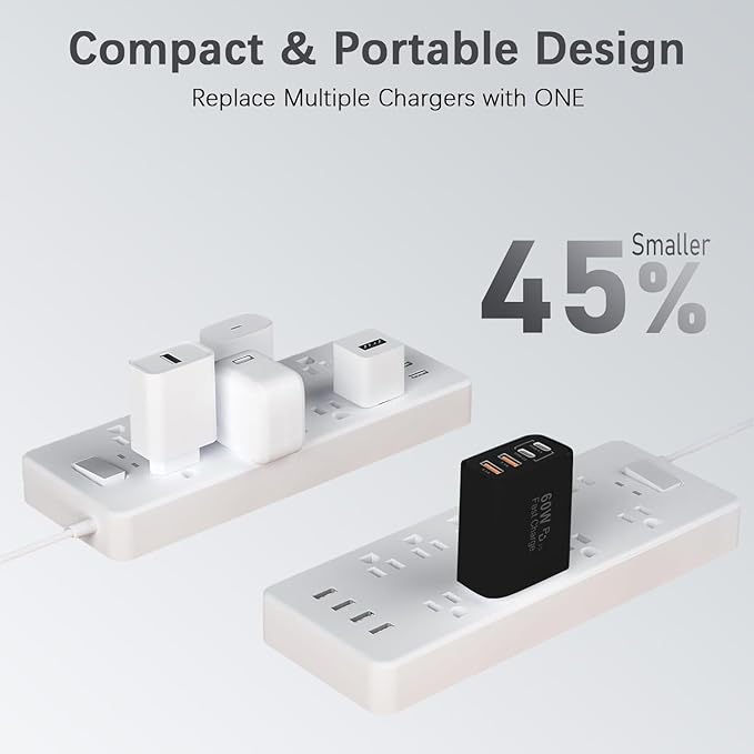 60W USB C Charger Block, iPad Pro/Air/Mini-Black - Image 5