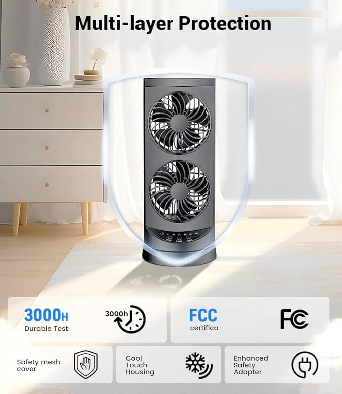 Personal Tower Fan for Bedroom, Portable Desk Table Fan，3 Speeds Cooling - Image 5