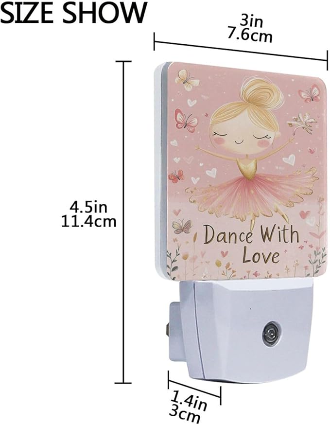 Pigsaly Led Night Light Ballerina Girl Gold Butterfly Night Light Plug in Wall - Image 3