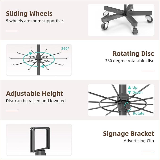 YEOOE Upgraded Retail Display Stand 7 Tier Spinning Display Stand, Movable Shop - Image 3