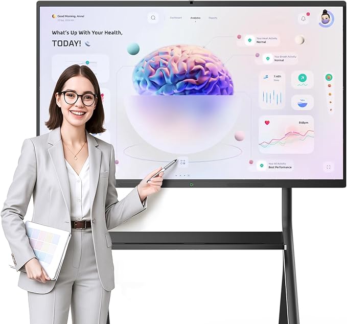 65" Smart Board for Classroom Office Home, All-in-One 4K Interactive Whiteboard by QIXZOCV