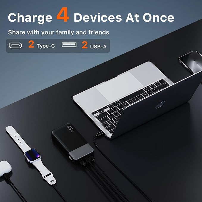 JUOVI J2621 Power Bank Portable Charger 20000mAh 45W, PD3.0 QC 4.0 Fast - Image 3