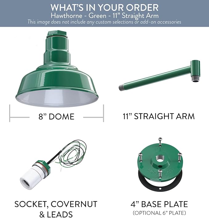 Steel Lighting Co. Hawthorne Barn Light | Outdoor Wall Mounted | 8 inch Dome | - Image 6