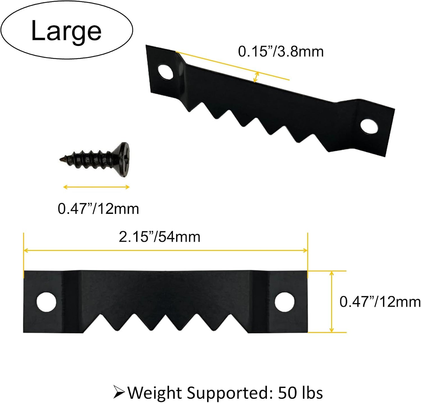 30 Pack Large and 30 Pack Small Sawtooth Picture Hangers (Black) | Metal Heavy Picture Hanging Kit, Picture Frames Hangers, For Hanging Photo Frames, Artwork, Paintings, Clock, Canvas Hooks