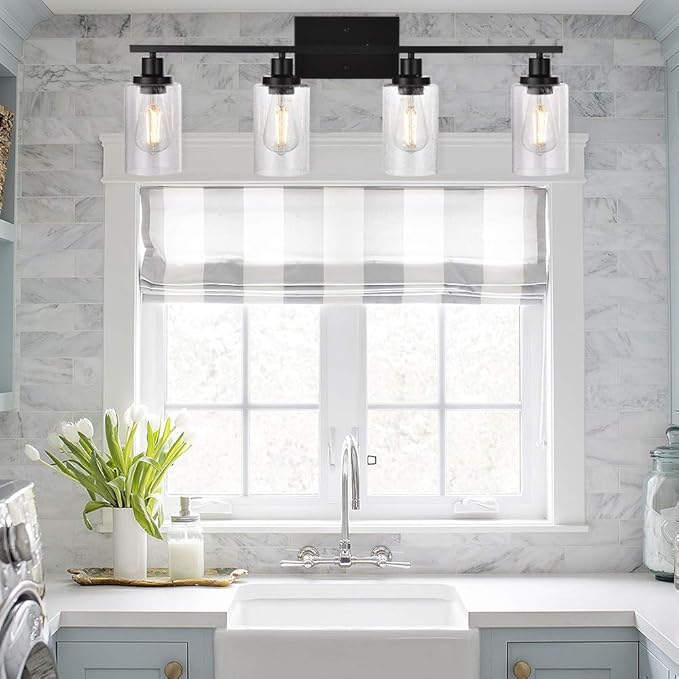 WINSHEN Black 4-Light Bathroom Light Fixtures - Image 6
