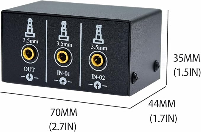 1/8" 1 in 2 Out or 2 in 1 Out Audio selector 3.5 mm TRS Stereo Channel 2 - Image 2