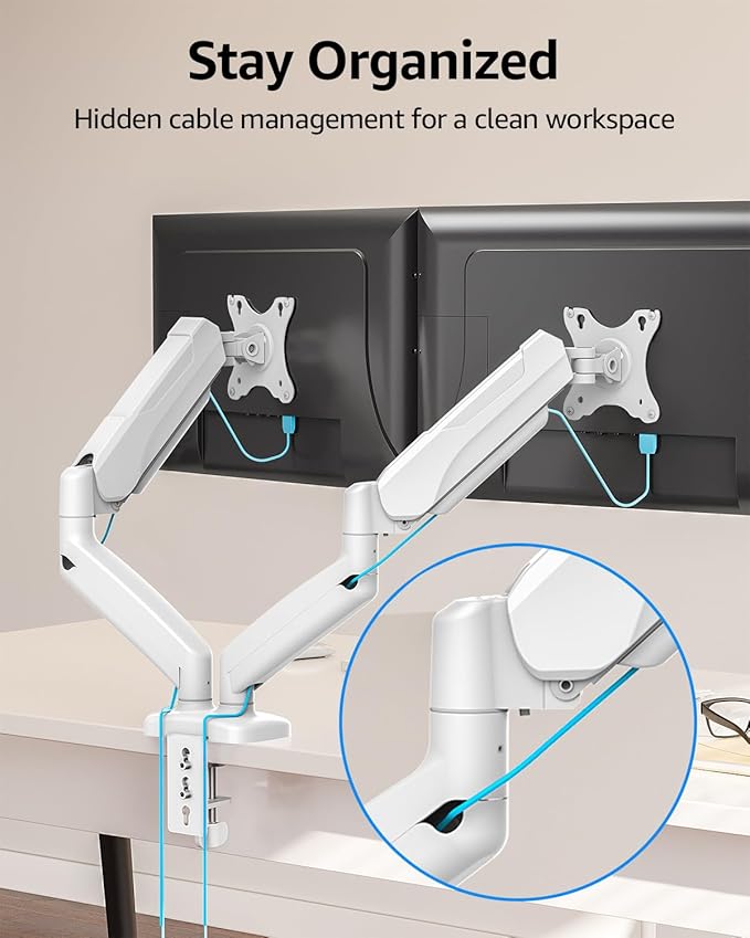 MOUNTUP Dual Monitor Stand for Desk, Monitor Arms for 2 Monitors Max 32 Inches - Image 9