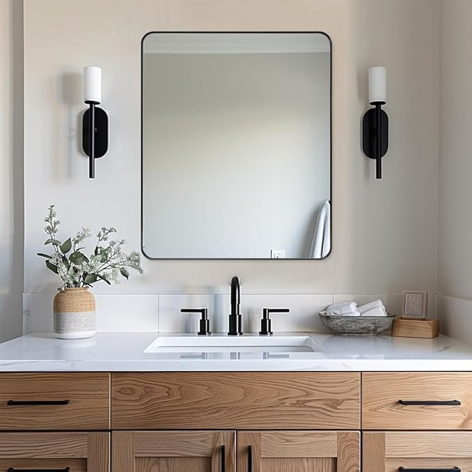 ANDY STAR Wall Mirror for Bathroom, 30x36 Matte Black Bathroom Mirror, Modern - Image 7