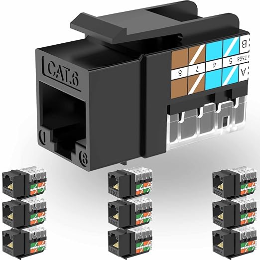Rapink RJ45 Keystone Jack Cat6 10G Support, Keystone Jacks UTP 10 Pack by Rapink