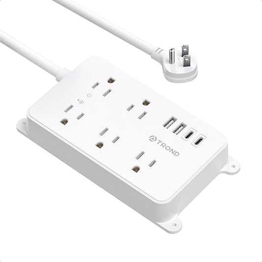 TROND Power Strip with USB, Surge Protector Flat Plug with 5 Widely-Spaced by TRONDOfficial
