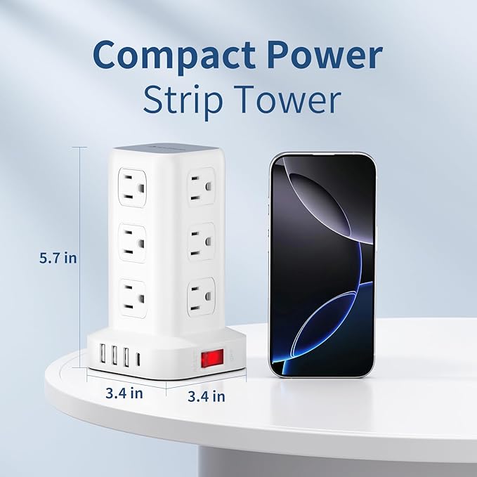 AnnTane Surge Protector Power Strip 6.5 FT Cord, Power Strip Tower - Image 5