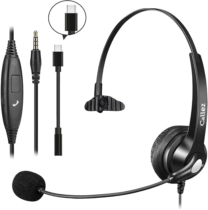Callez Wired Computer Headset, 3.5mm Cell Phone Headset by Callez