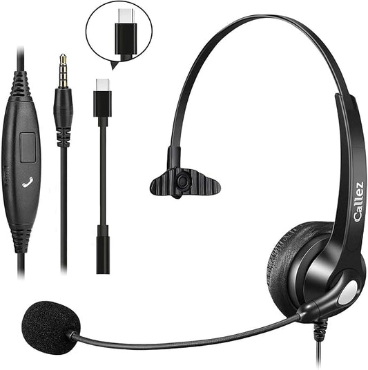 Callez Wired Computer Headset, 3.5mm Cell Phone Headset by Callez