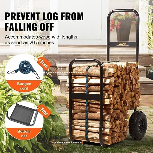 vevor log cart 250 lbs load capacity, outdoor, side view