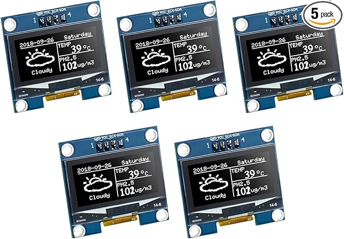 Hosyond 5 Pcs 1.3 Inch IIC I2C OLED Display Module 128x64 Pixel SH1106 Screen by Hosyond