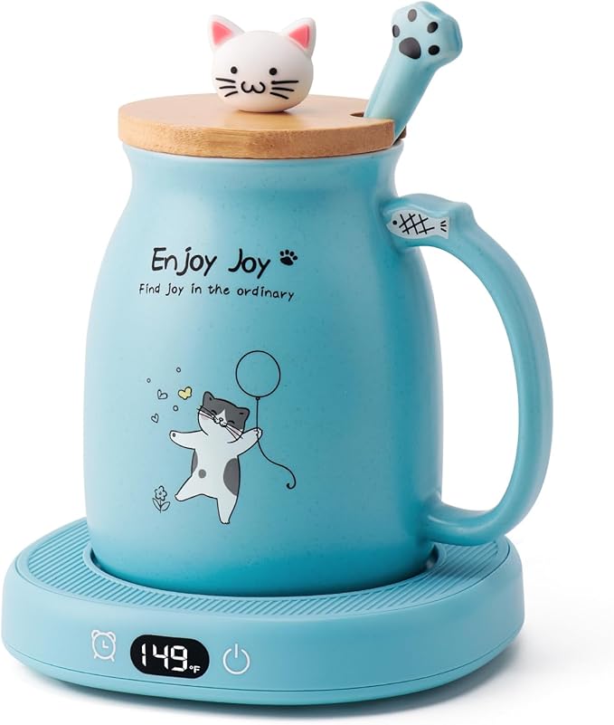 Bsigo Coffee Mug Warmer & Cute Cat Mug Set, Candle Mug Warmer by SmartTool%E2%80%A2BetterLife