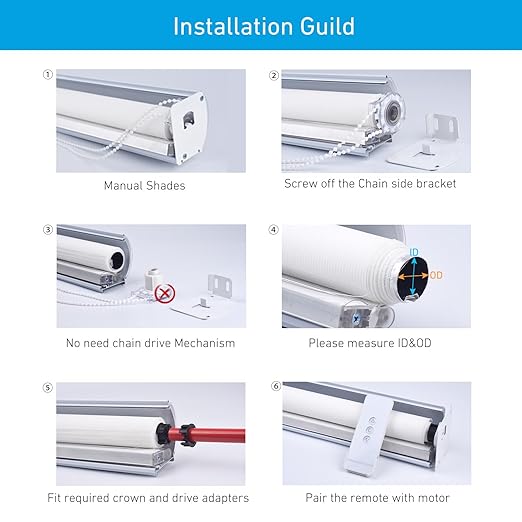 Rollerhouse DC12V EY2512 Shade Motor Electric Blind Motor Remote Control Wired - Image 7