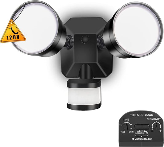 EMANER Motion Sensor Light Outdoor, Dusk to Dawn Floodlight 5000K, 4-Mode by EMANER%C2%AE