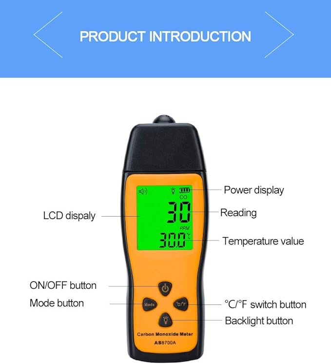 Cheffort Handheld Carbon Monoxide Meter, Portable Carbon Monoxide Detector - Image 2