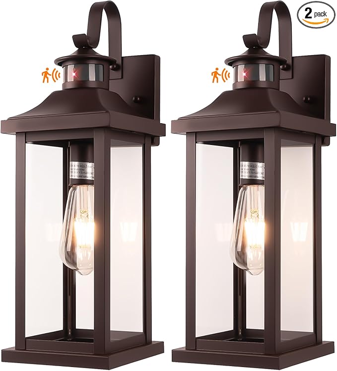 Roravilila Dusk to Dawn Motion Sensor Outdoor Lights Oil Rubbed Bronze 2-Pack by DiscoverBeautyofLighting