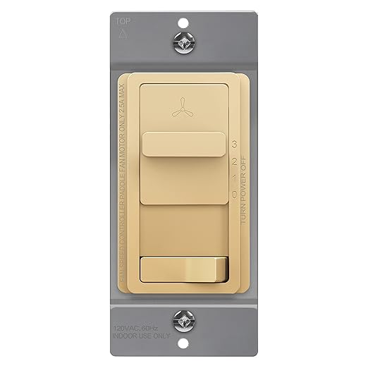 TOPGREENER Kalide Light Switch and 3-Speed Ceiling Fan Control Combo, in Wall by TOPGREENER