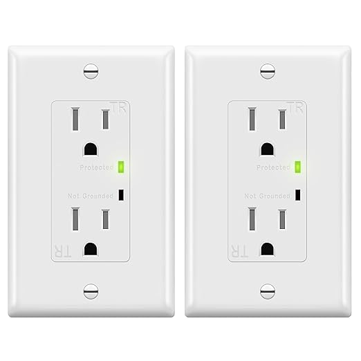 TOPGREENER Decorator Receptacle Outlet w/Surge Protector and Grounding Indicator by TOPGREENER