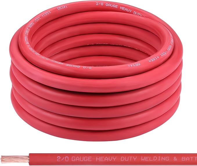 Shirbly 2/0 Gauge Battery Cable, 30FT Red 2/0 AWG Pure Copper Wire Welding Cable by Shirbly