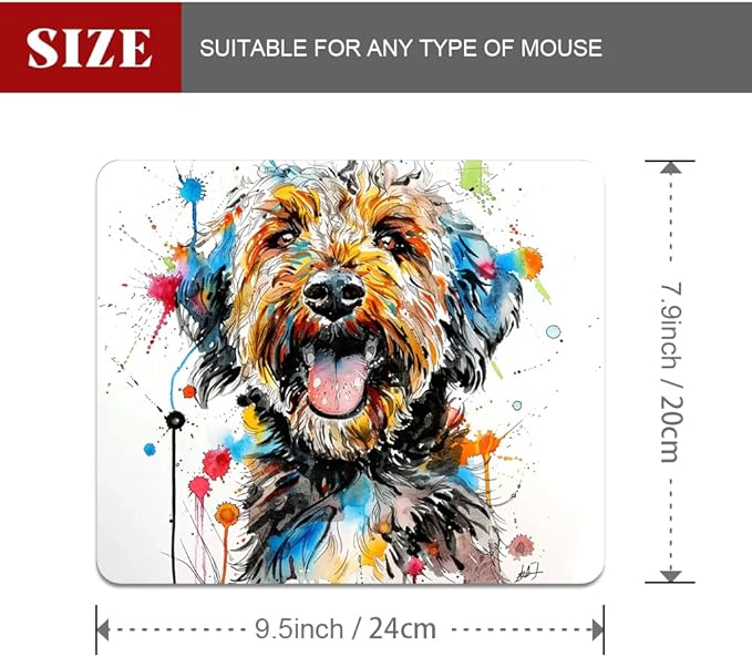 A Dog with Messy Drawings Square Mouse pad, Waterproof, Anti Slip Rubber Base - Image 2