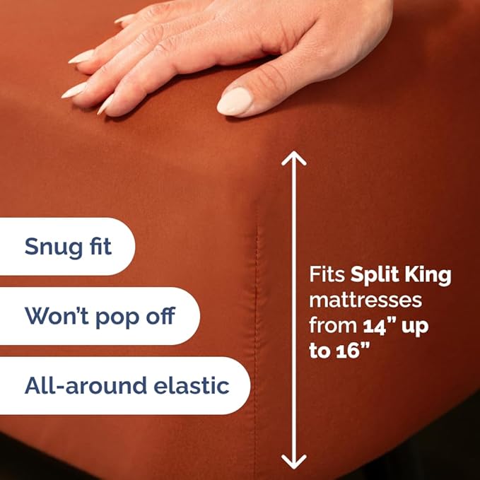 Split Head King Sheet Set – 4 Piece Flex Split Top King Sheets - Image 5