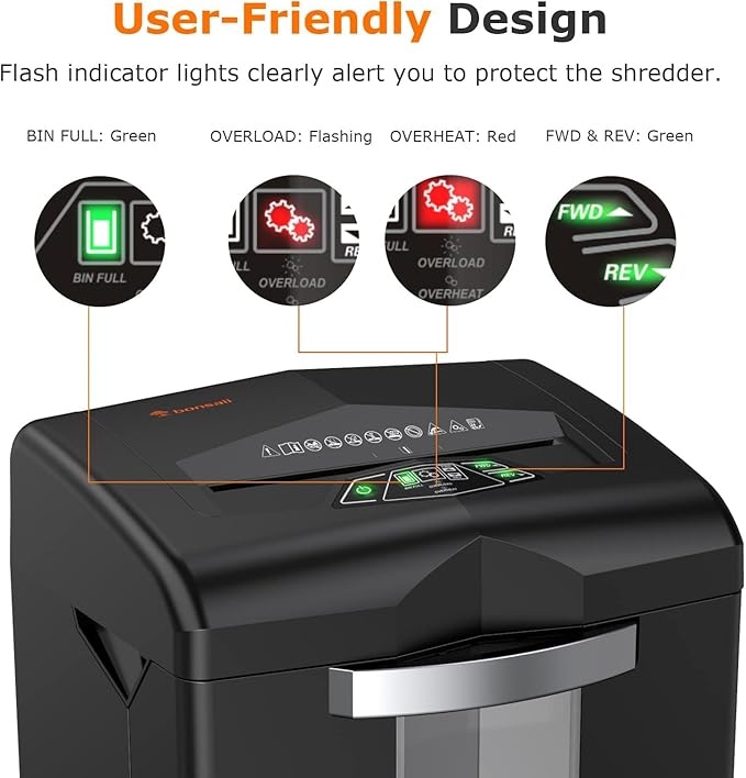 Bonsaii Heavy Duty Paper Shredder, 20 Sheet 40 Mins Large Office Crosscut - Image 5