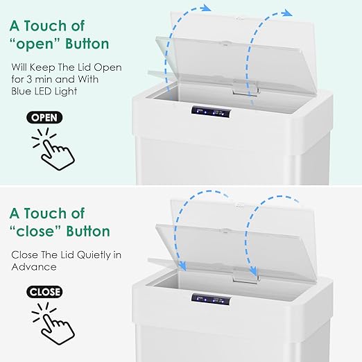 Arlopu Automatic Trash Can, Sensor Motion Stainless Steel Garbage Bin, - Image 6
