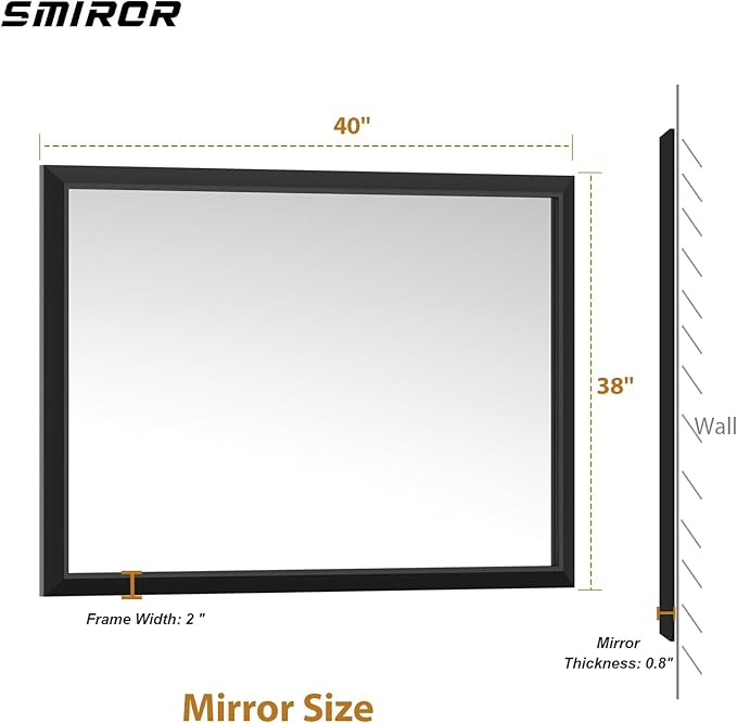 SMIROR Matte Black Bathroom Mirror - Image 2