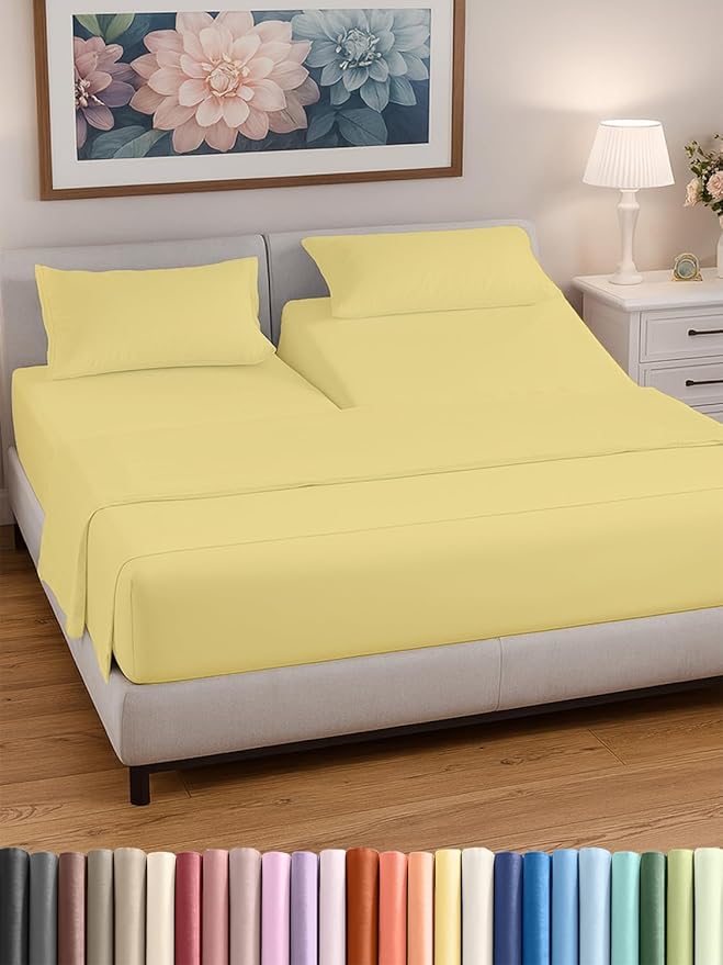 Split Head King Sheet Set – 4 Piece Flex Split Top King Sheets by CGKUnlimited
