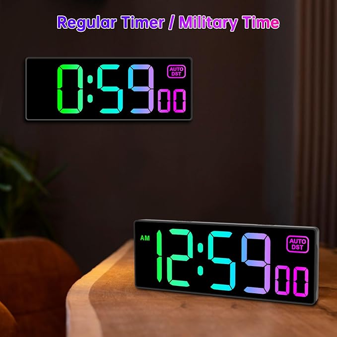 Soobest Large LED Digital Wall Clock 8 RGB Color Changing Display, Corded Plug - Image 3