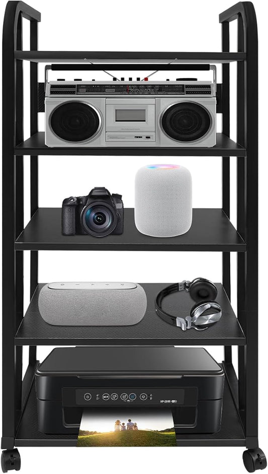 5-Tier AV Media Stand with Universal Wheels, Center Stereo Components Storage by Unknown