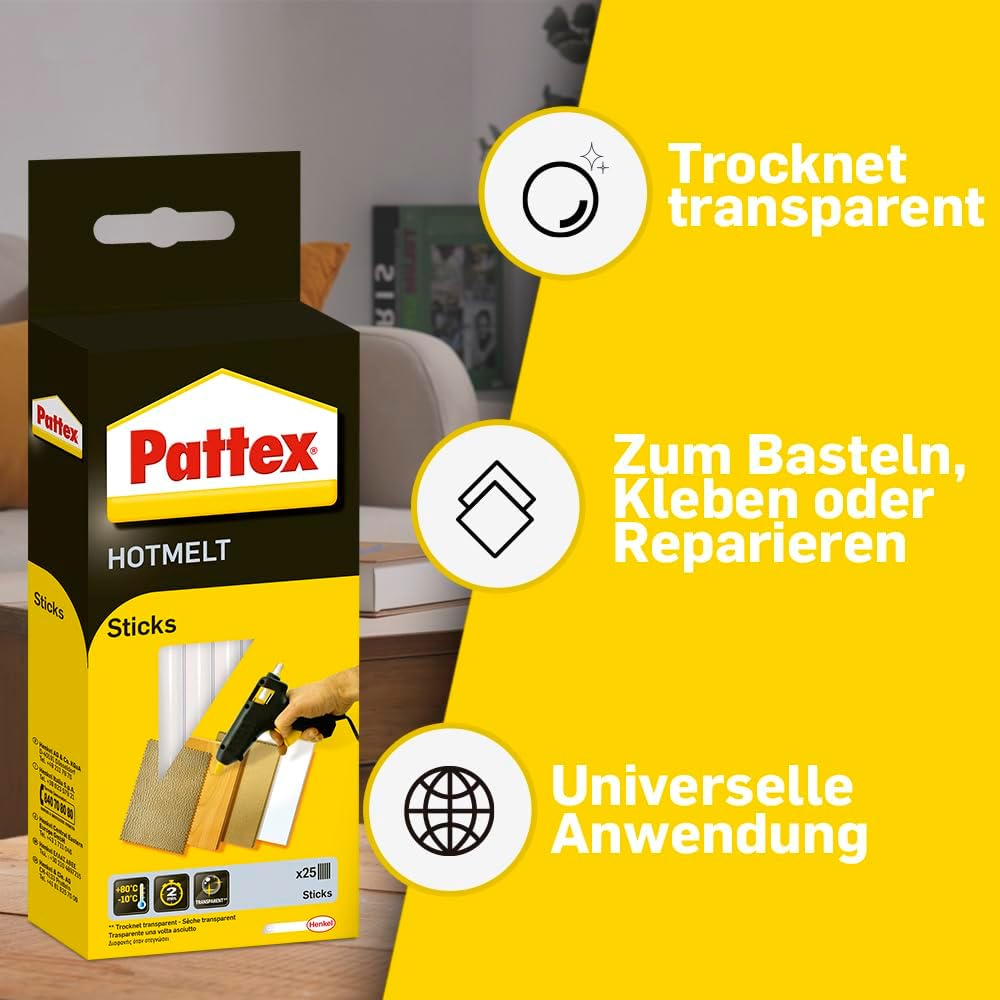 Pattex 82792 Sticks, Hot Melt Glue Sticks Clear