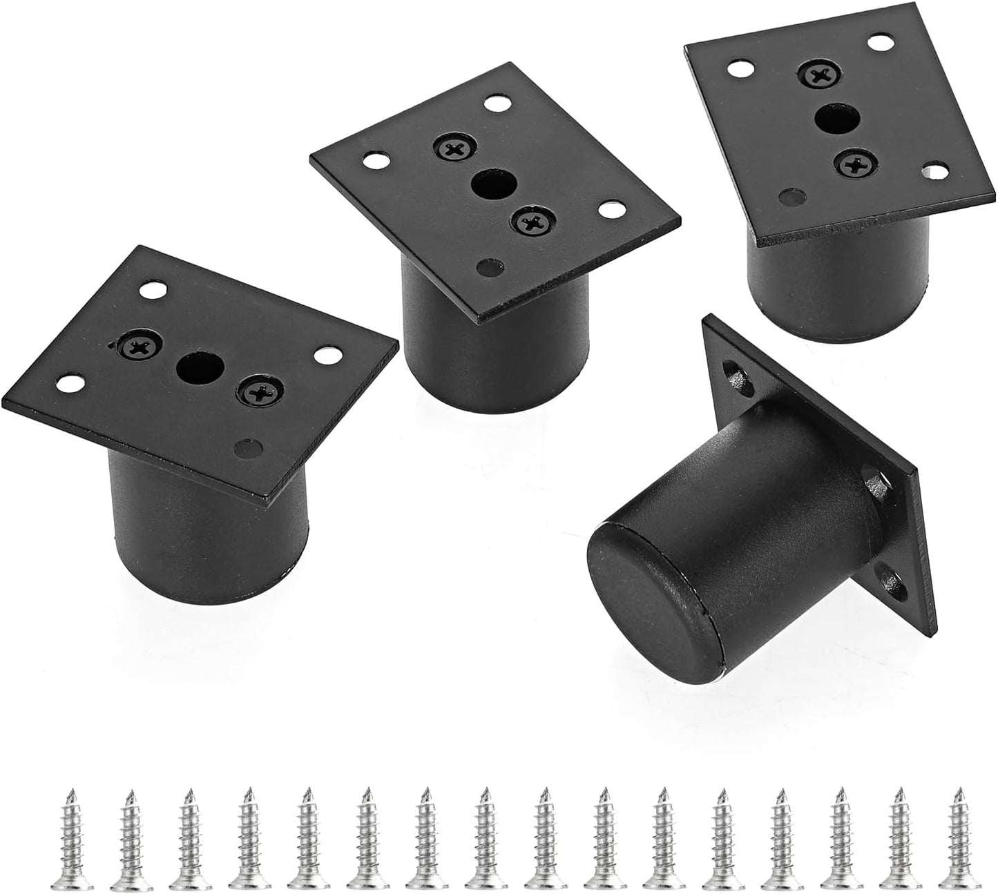 Sumnacon 4Pcs 2 Inch Aluminum Alloy Furniture Cabinet Legs - Adjustable Replacement Legs for Worktop/Unit/Breakfast Bar/Desk Table Black