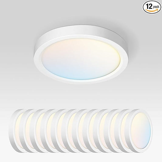 ASD LED 5" Round Flush Mount Ceiling Light Fixture, Low Profile Surface by ASDLightingCorporation