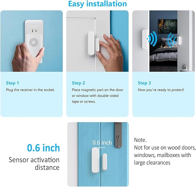 Wireless Door Sensor Chime, Door Open Alarm When Entry Business/Office/Store - Image 5