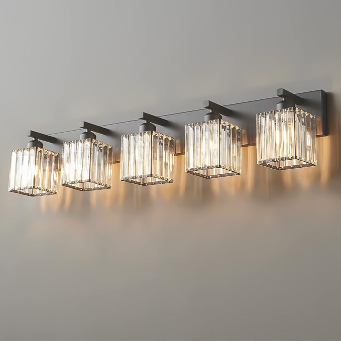 FDPBY Modern Black Crystal Bathroom Vanity Light by FDPBY