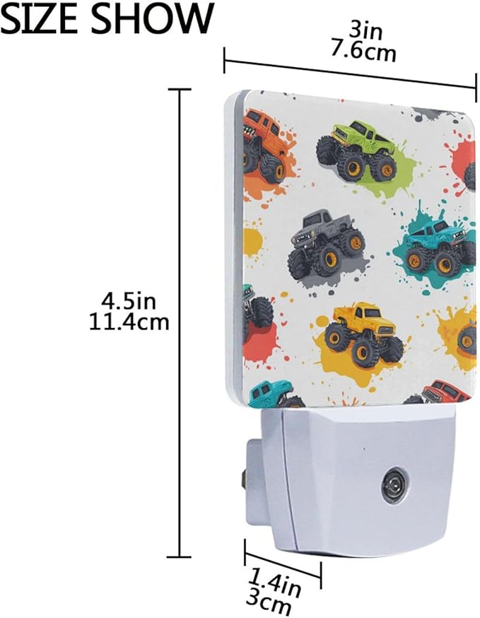 Pigsaly Led Night Light Fiery Paint Splashes Colorful Monster Trucks Night - Image 3
