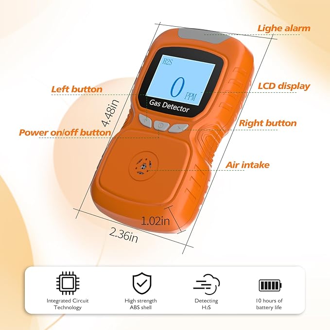 XLA Alert Clip Single Gas H2S Monitor, H2S Monitor Digital H2S Monitor - Image 3