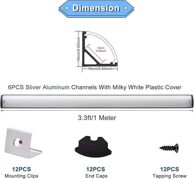 VST 10pack 3.3ft LED Channel, V Shape Diffuser, Aluminum Channel System - Image 2